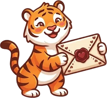เสือ Tigersary ถือจดหมายรัก